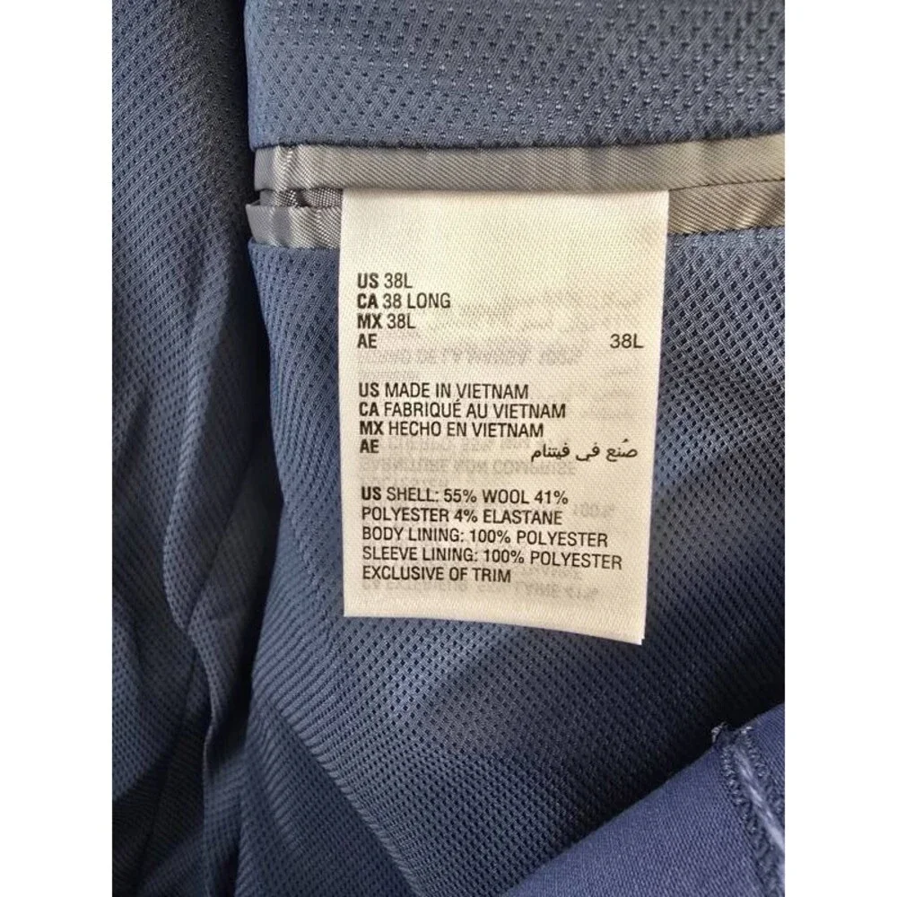 Bar III Slim-Fit Wool Blend Suit Jacket Men's 38L Light Blue Pockets Long Sleeve